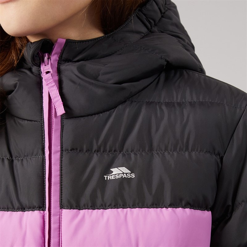 Trespass Girls Oskar Padded Hooded Jacket Deep Pink/Dark Grey - Image 5