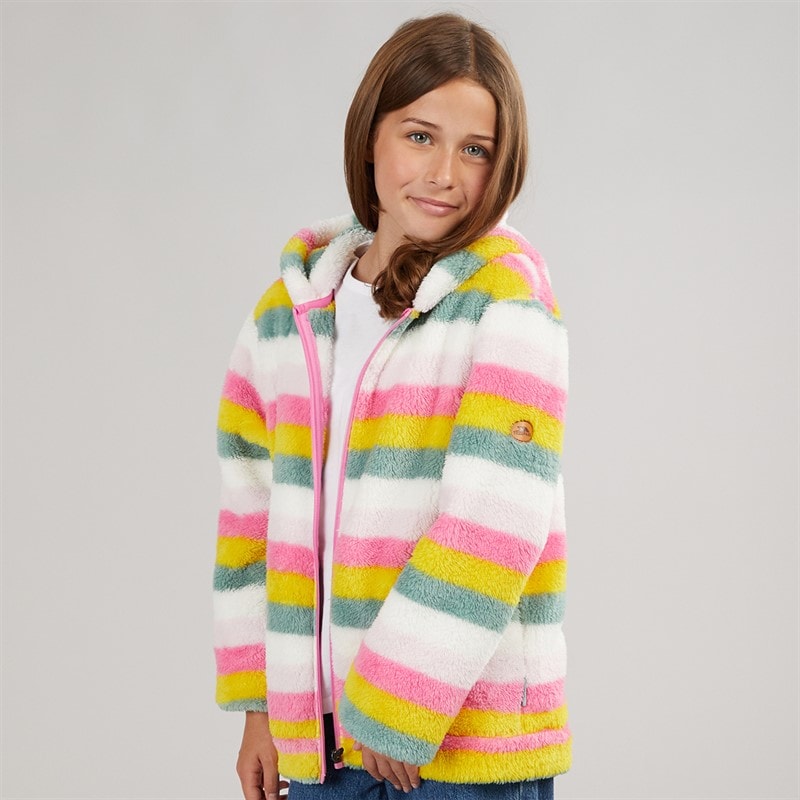Trespass Girls Amazing Striped Full Zip Fleece Pale Pink Stripe