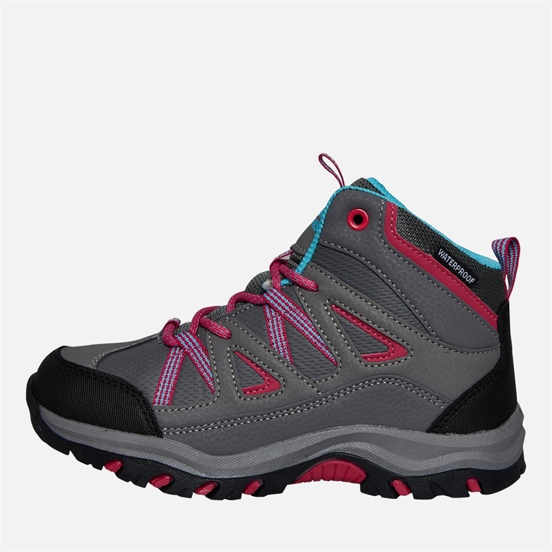 Trespass Junior Girls Gillon 2 Mid Waterproof Walking Boots Grey/Pink
