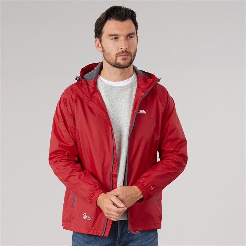 Trespass Mens Qikpac Waterproof Packable Jacket Red