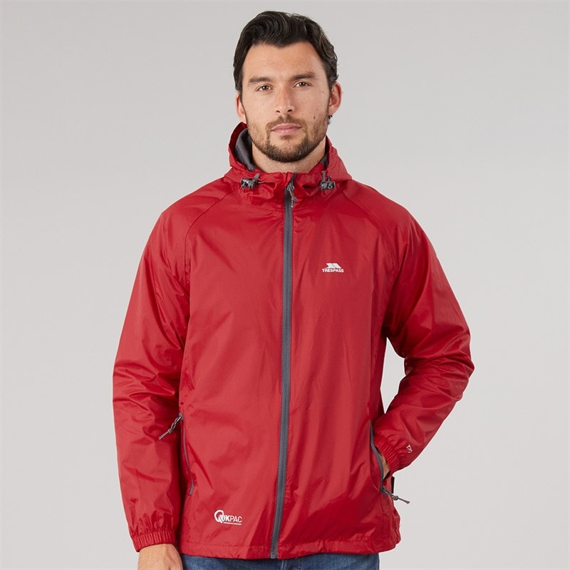 Trespass Mens Qikpac Waterproof Packable Jacket Red - Image 3