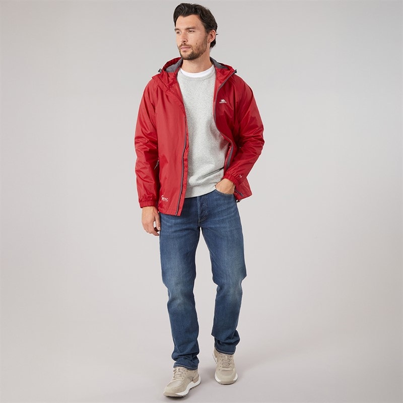 Trespass Mens Qikpac Waterproof Packable Jacket Red - Image 4