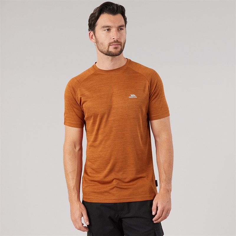 Trespass Mens Leecana Tech T-Shirt Burnt Orange Marl