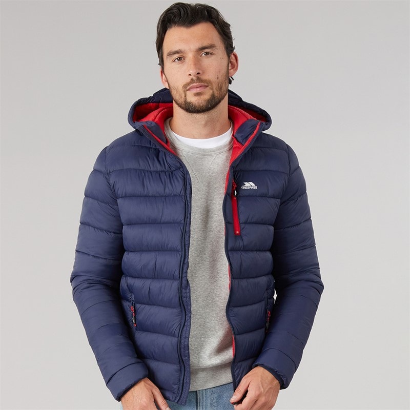 Trespass Mens Mikail Micro Padded Hooded Jacket Navy