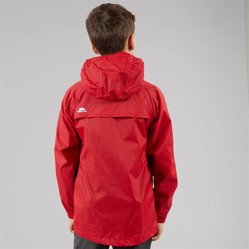 Trespass Boys Qikpac Waterproof Jacket Red - Image 2