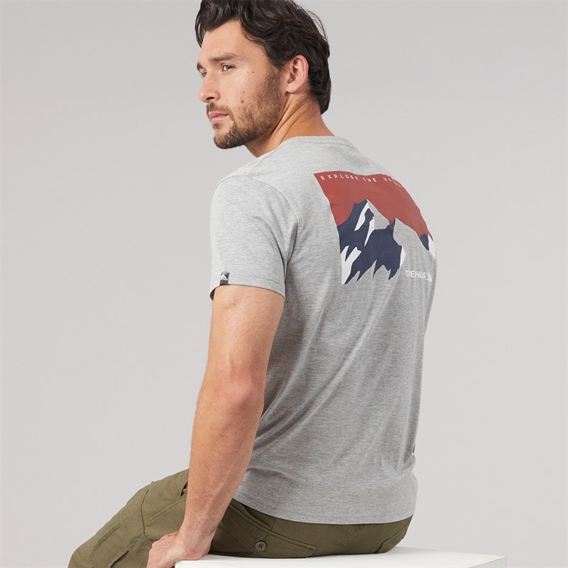 Trespass Mens Svensson Back Logo T-Shirt Grey