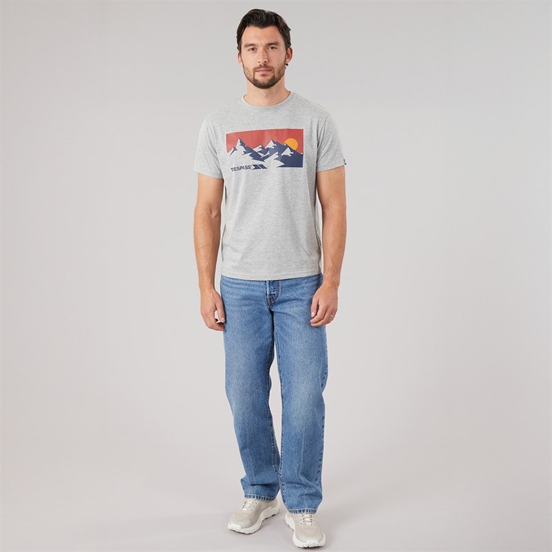 Trespass Mens Olsson Front Logo T-Shirt Grey - Image 4