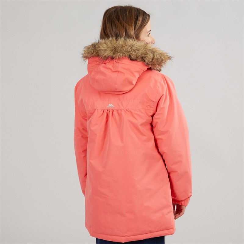 Trespass Girls Larission Insulated Waterproof Parka Soft Orange - Image 2