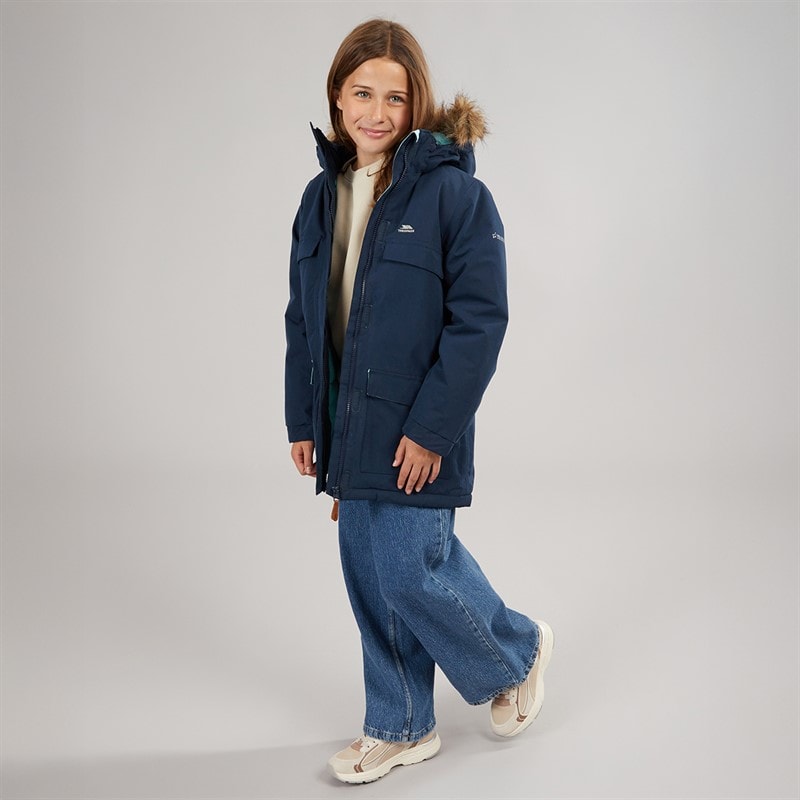 Trespass Junior Girls Larission Insulated Waterproof Parka Navy - Image 4
