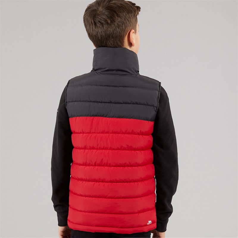 Trespass Boys Wilde Padded Gilet Red/Dark Grey - Image 2