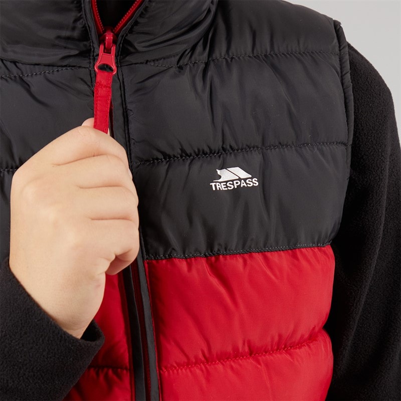 Trespass Boys Wilde Padded Gilet Red/Dark Grey - Image 3