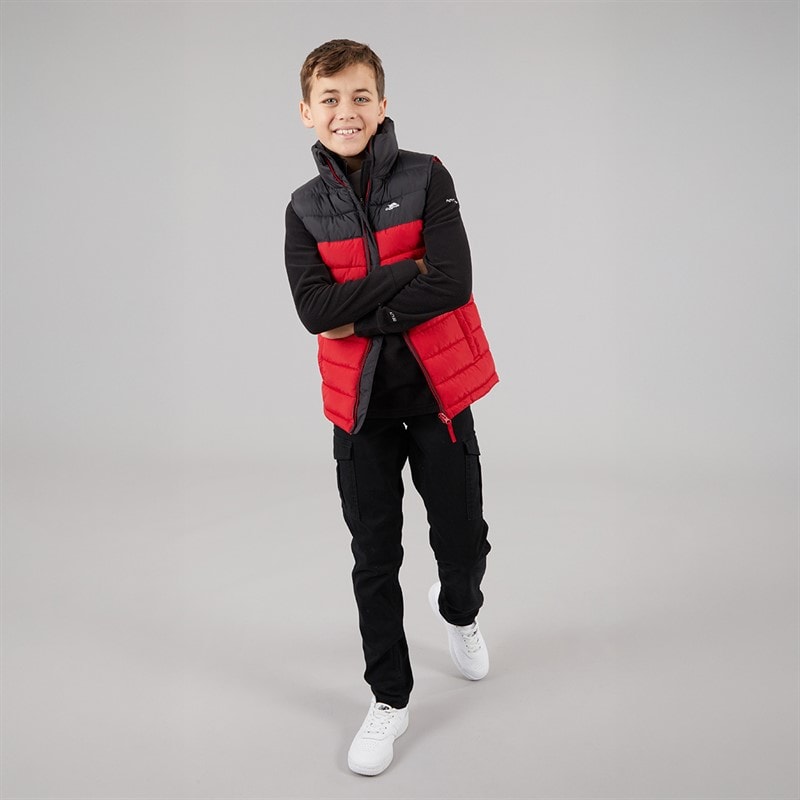 Trespass Boys Wilde Padded Gilet Red/Dark Grey - Image 4