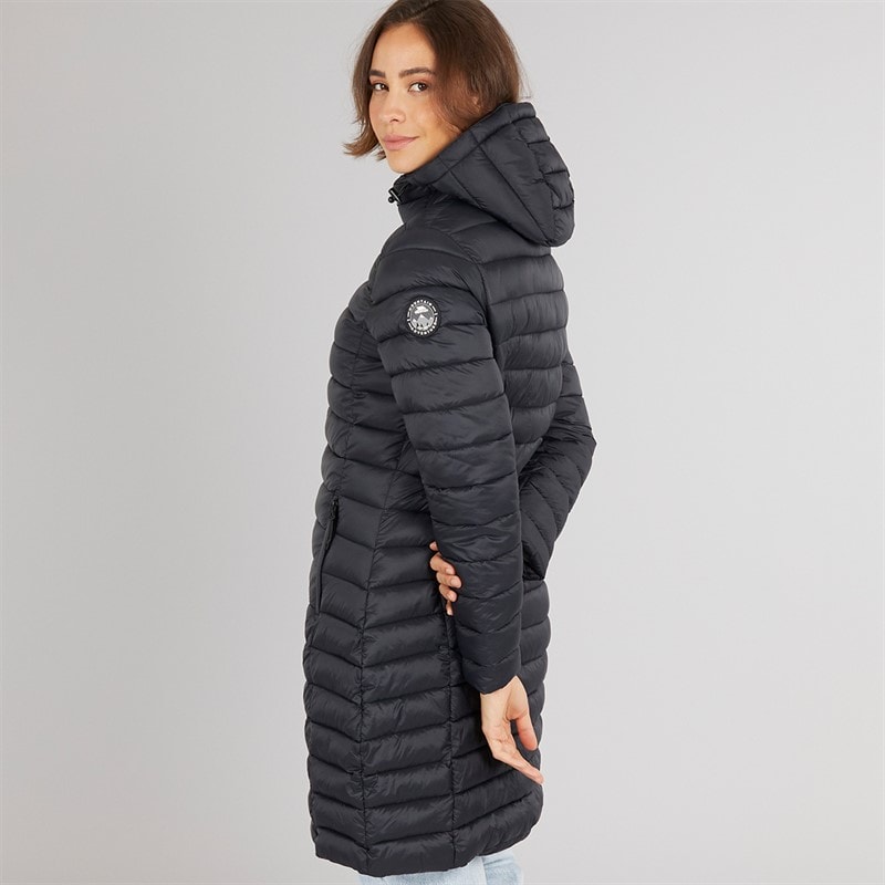 Trespass Womens Briarlea Padded Hooded Long Coat Black - Image 2