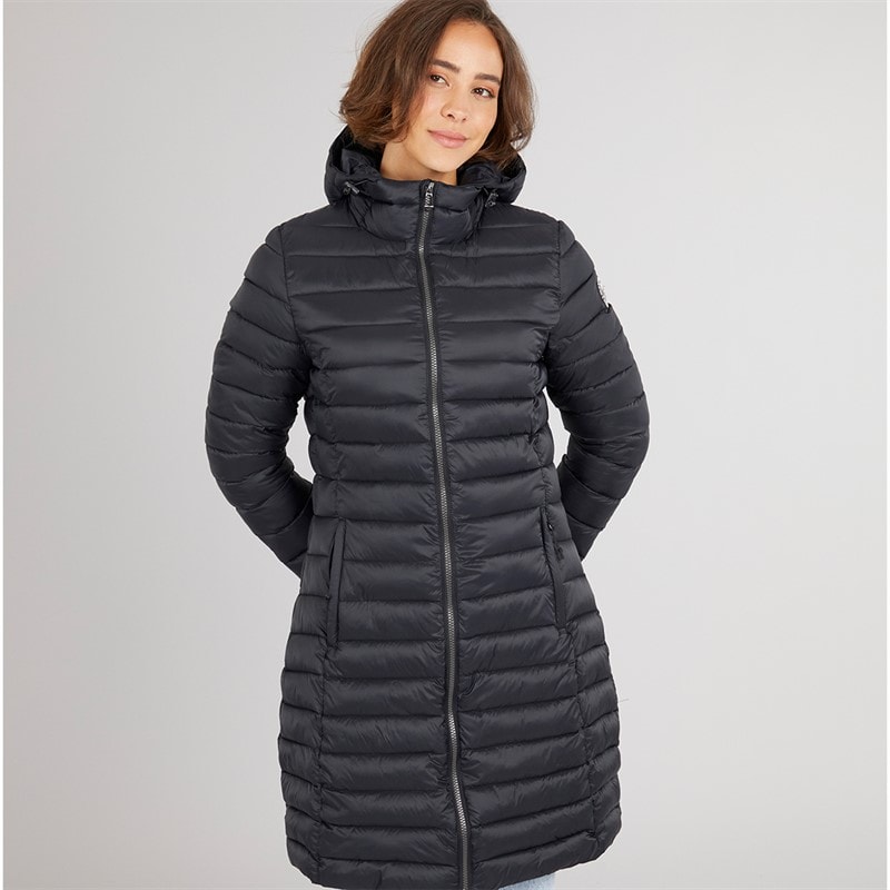 Trespass Womens Briarlea Padded Hooded Long Coat Black - Image 3
