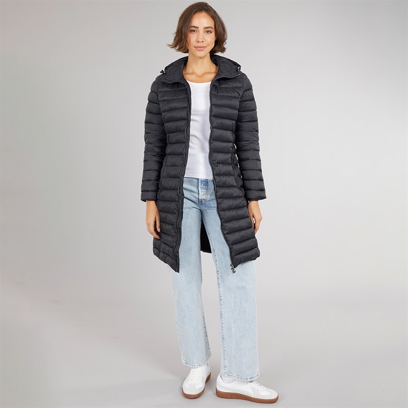 Trespass Womens Briarlea Padded Hooded Long Coat Black - Image 4