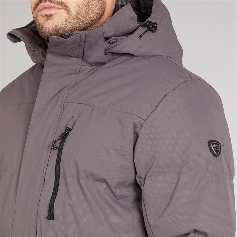 Trespass Mens Belvoir Waterproof Padded Long Jacket Mid Grey - Image 3