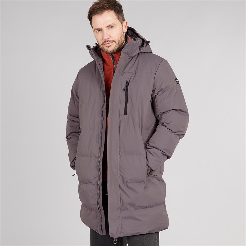 Trespass Mens Belvoir Waterproof Padded Long Jacket Mid Grey - Image 5