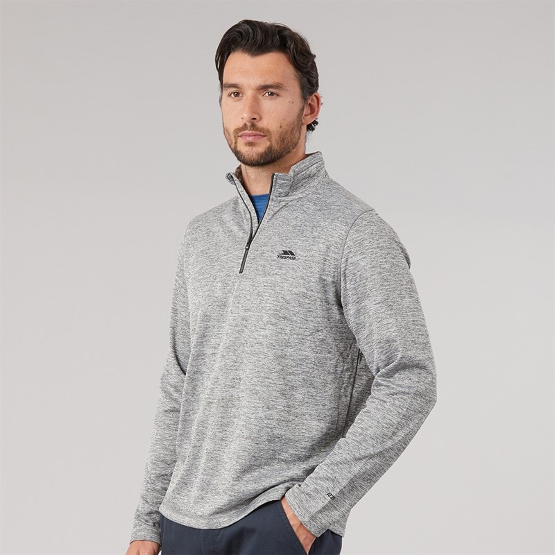 Trespass Mens Frimley Anti-Pilling 1/4 Zip Fleece Grey Marl