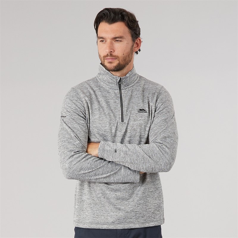 Trespass Mens Frimley Anti-Pilling 1/4 Zip Fleece Grey Marl - Image 3