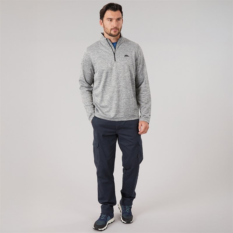 Trespass Mens Frimley Anti-Pilling 1/4 Zip Fleece Grey Marl - Image 4