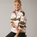 Trespass Womens Clodagh Mountain Print 1/2 Zip Fleece Olive/Grey/Brown