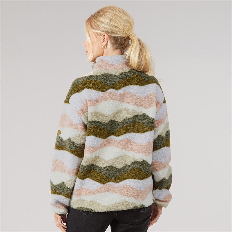 Trespass Womens Clodagh Mountain Print 1/2 Zip Fleece Olive/Grey/Brown - Image 2