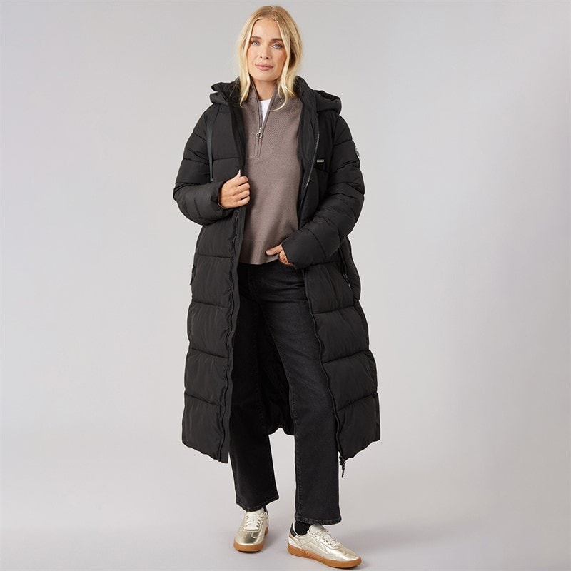 Trespass Womens Therese Waterproof Padded Long Jacket Black - Image 4