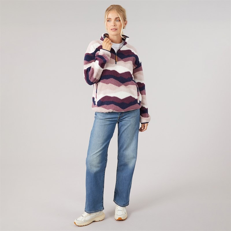 Trespass Womens Clodagh Mountain Print 1/2 Zip Fleece Purple - Image 4