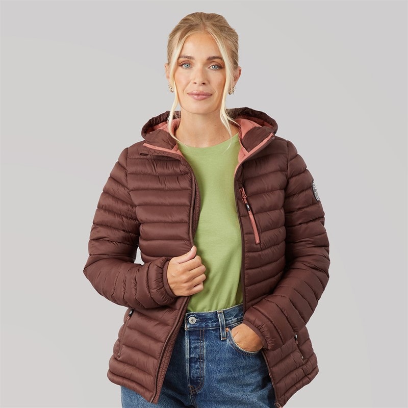 Trespass Womens Lenka 2 Padded Hooded Jacket Mocha/Clay