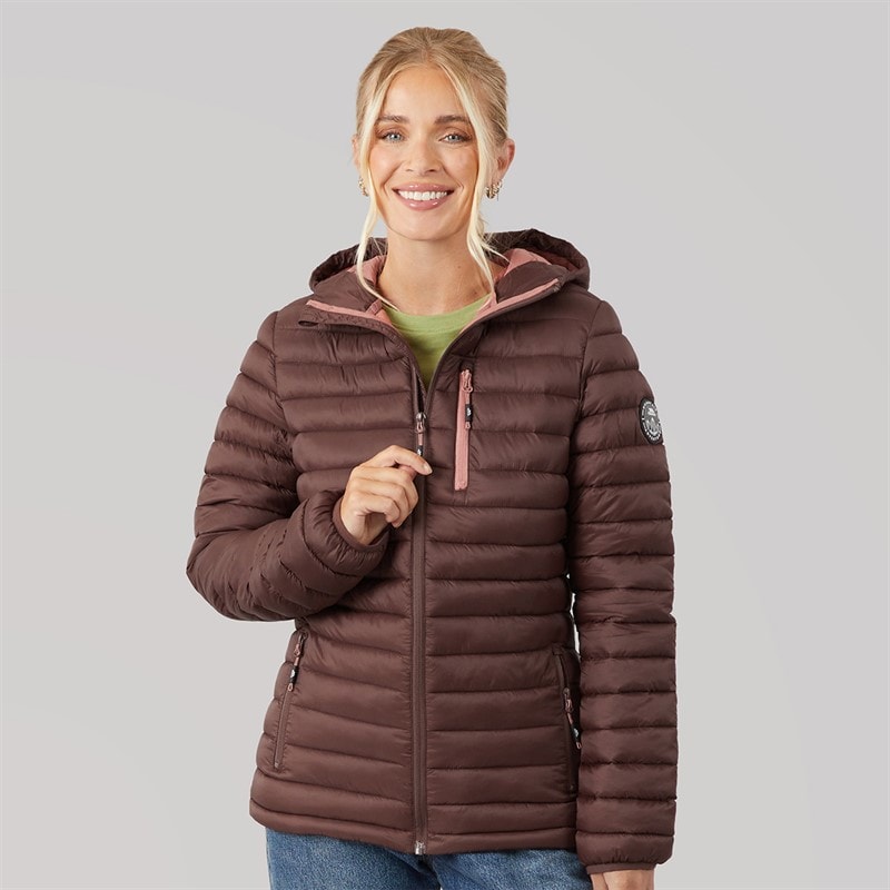 Trespass Womens Lenka 2 Padded Hooded Jacket Mocha/Clay - Image 3