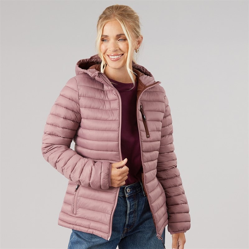 Trespass Womens Lenka 2 Padded Hooded Jacket Faded Rose/Chesnut