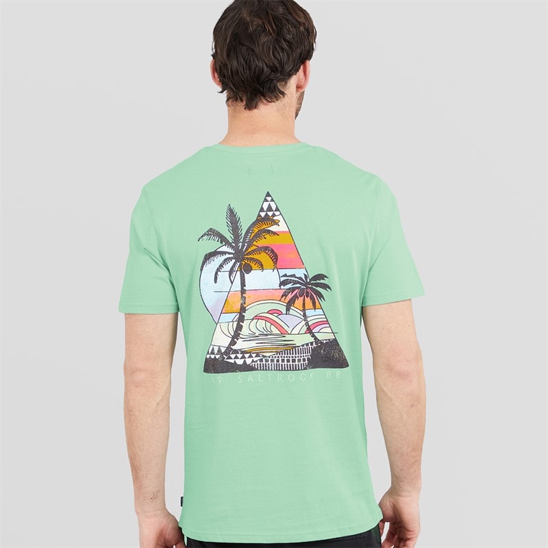Saltrock Mens Geo Beach T-Shirt Light Green - Image 3
