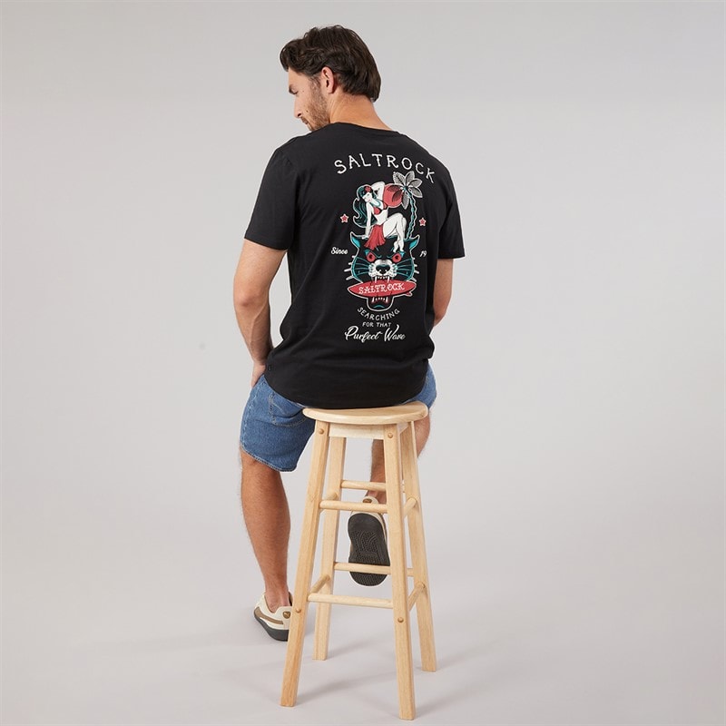Saltrock Mens Purfect Wave T-Shirt Black - Image 4