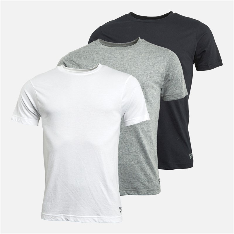 Reebok Mens Santo Three Pack T-Shirts Black/Grey Marl/White