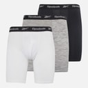 Reebok Mens Hogan Performance Three Pack Long Trunks Black/White/Grey Marl
