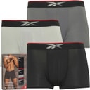 Reebok Mens Glynn Performance Three Pack Short Trunks Black/White/Grey Marl