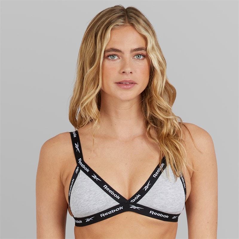 Reebok Womens Dotty Cotton Triangle Bra Grey Marl