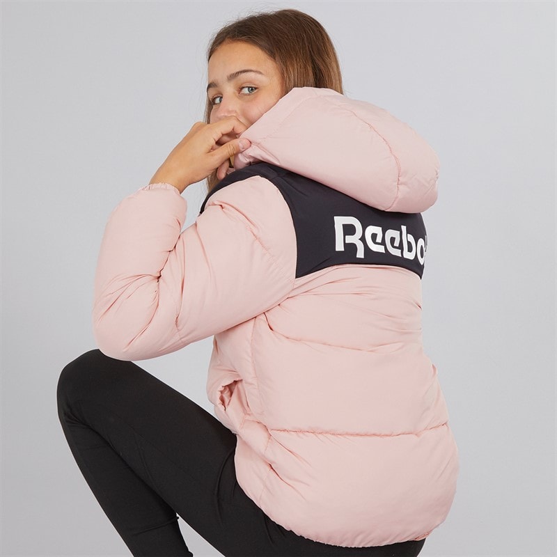 Reebok Junior Girls Padded Hooded Jacket Pink - Image 2
