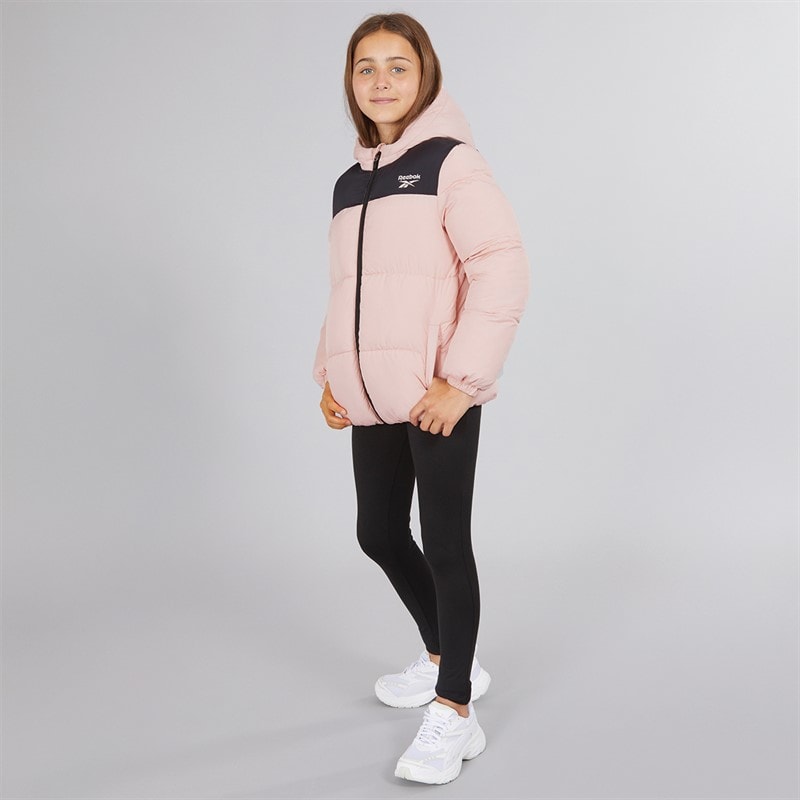 Reebok Junior Girls Padded Hooded Jacket Pink - Image 4