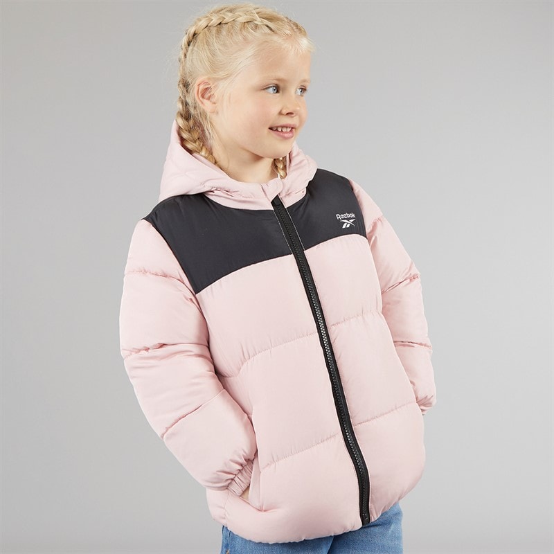 Reebok Girls Padded Hooded Jacket Pink - Image 3
