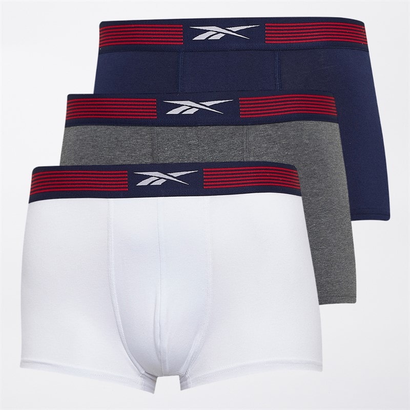Reebok Mens Abel Three Pack Trunks Vector Navy/White/Dark Grey - Image 1