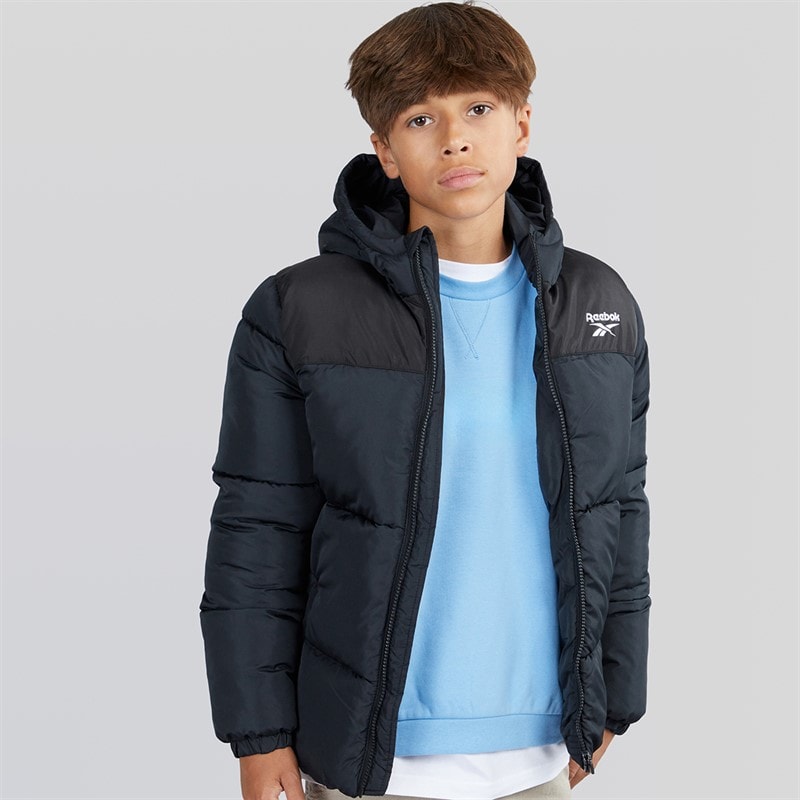 Reebok Junior Boys Padded Hooded Jacket Black - Image 3