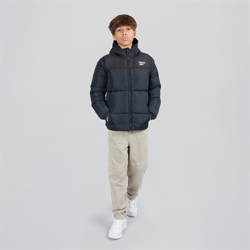 Reebok Junior Boys Padded Hooded Jacket Black - Image 4