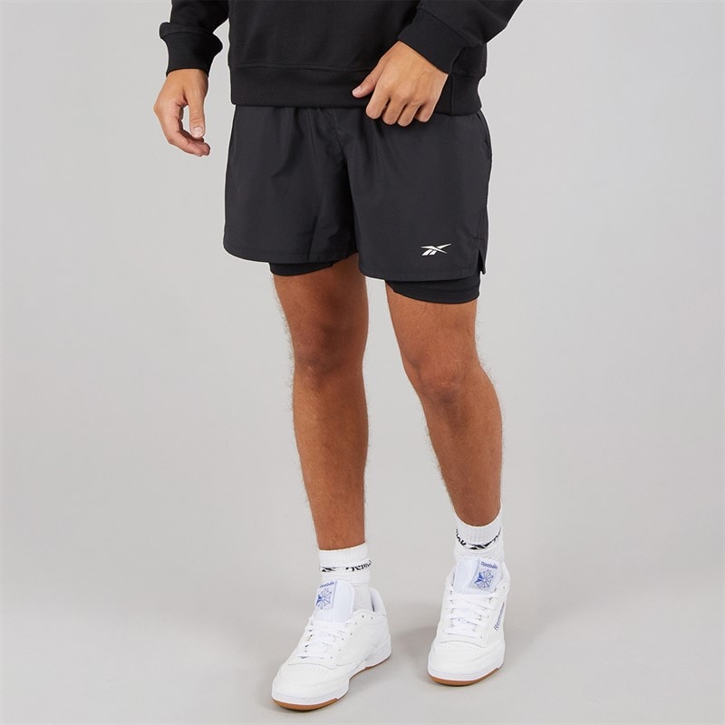 Reebok Mens Athlete Hype 2-In-1 Shorts Black