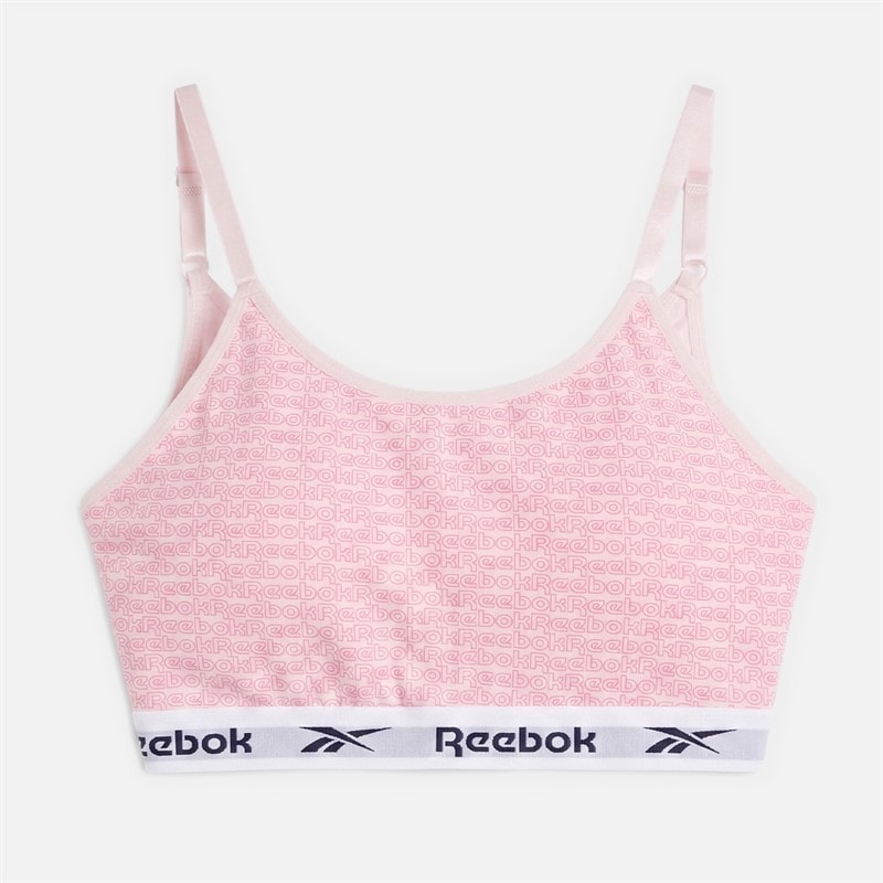 Reebok Womens Crop Top Pink Porcelain Pink/Laser Pink Print