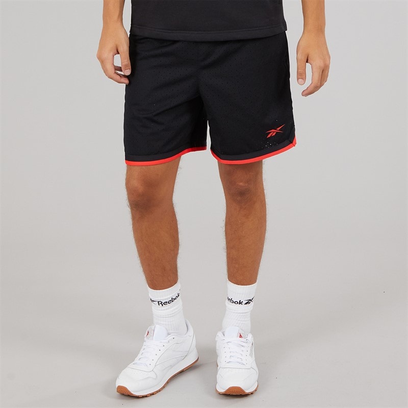 Reebok Mens Reebok Basketball 7 Inch Transition Shorts Black/Energy Red