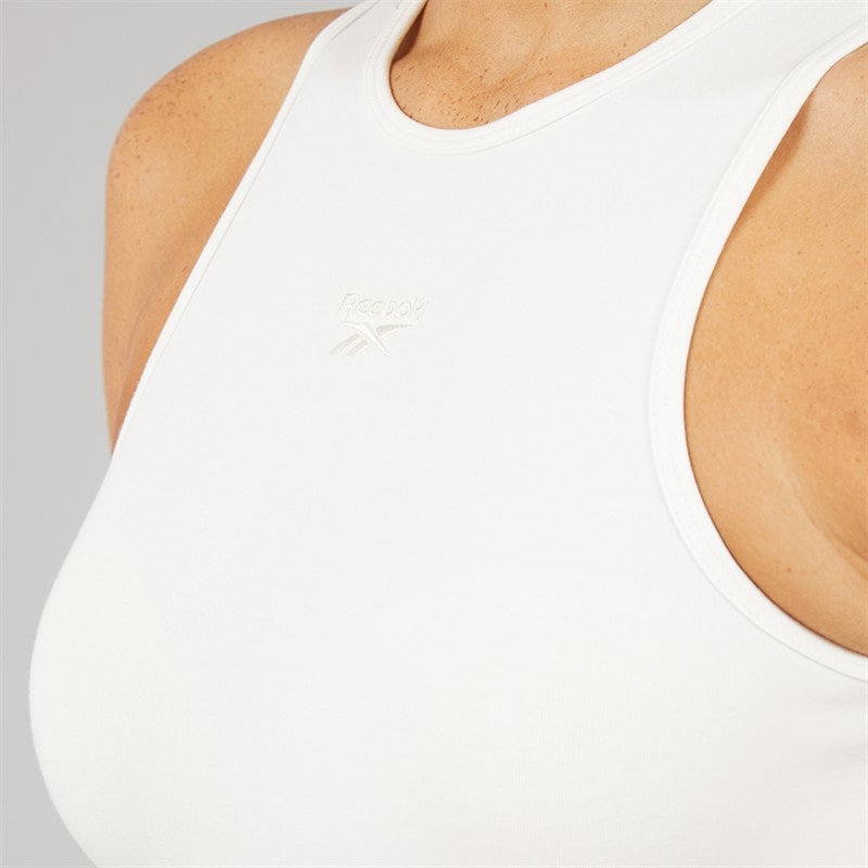 Reebok Womens Wardrobe Essentials Light Support Cotton Sports Bra Top Chalk - Image 3