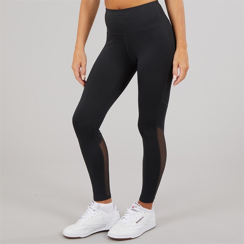 Reebok Womens Workout Ready Basic Mesh Tight Leggings Night Black - Image 2