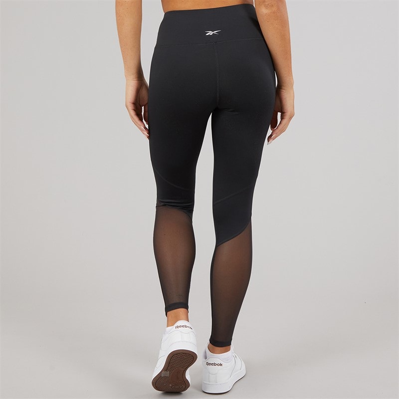 Reebok Womens Workout Ready Basic Mesh Tight Leggings Night Black - Image 3