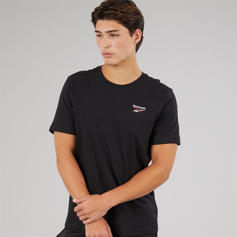 Reebok Mens Reebok Identity Small Logo T-Shirt Black/White/Vector Red